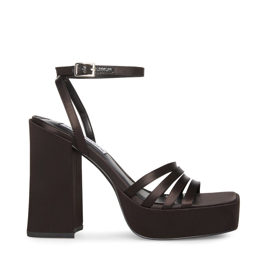 Sandalias Tacones Steve Madden Disco Satin Mujer Negras | ES VJE89S